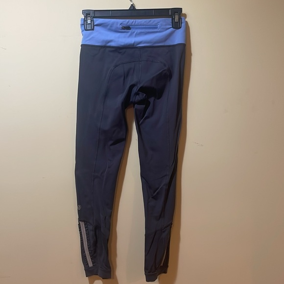 Womens Lululemon Running Zip Pocket Gray Carolina Blue Waisted Band Tigh… - Picture 2 of 9